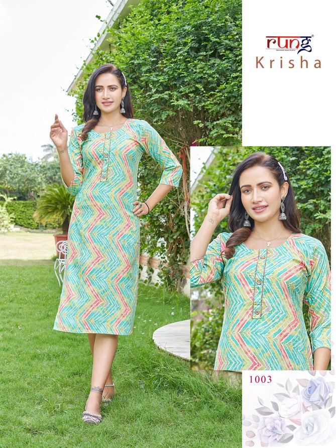 Krisha By Rang Rayon Printed Kurtis Catalog